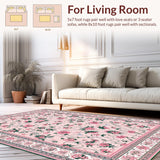 Ultra Soft Area Rug, Non Slip, Stain Resistant, Washable Area Rugs for Living Room, Bedroom, Elegant Distressed Petal Arrangement(Pink)