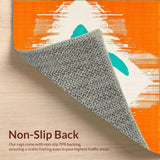 Ultra Soft Area Rug, Non Slip, Stain Resistant, Washable Area Rugs for Living Room, Bedroom, Orange and White Swimmer Inspired Surfboard Rug with Geometric Turtle Design(Orange)