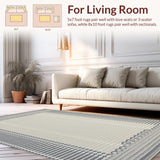 Ultra Soft Area Rug, Non Slip, Stain Resistant, Washable Area Rugs for Living Room, Bedroom, Rustic Textured Patterned Design(Gray)
