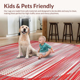 Ultra Soft Area Rug, Non Slip, Stain Resistant, Washable Area Rugs for Living Room, Bedroom, Chic Abstract Circular Arrangement(Red)