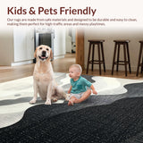 Ultra Soft Area Rug, Non Slip, Stain Resistant, Washable Area Rugs for Living Room, Bedroom, Linear Wave Rug with Striking Stripe Mosaic and Grey Highlights(Gray)