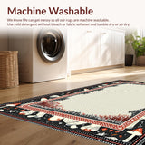 Ultra Soft Area Rug, Non Slip, Stain Resistant, Washable Area Rugs for Living Room, Bedroom, Elegant Dark Floral Whimsy(Black)