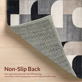 Ultra Soft Area Rug, Non Slip, Stain Resistant, Washable Area Rugs for Living Room, Bedroom, Contemporary Abstract Rug with Minimalist Shapes and Beige Linear Motifs(Gray)