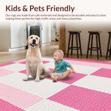Ultra Soft Area Rug, Non Slip, Stain Resistant, Washable Area Rugs for Living Room, Bedroom, Fun Geometric Learning Pattern(Pink)