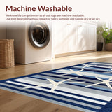 Ultra Soft Area Rug, Non Slip, Stain Resistant, Washable Area Rugs for Living Room, Bedroom, Vibrant Nautical Inspired Decor(Blue)