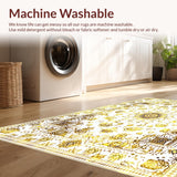 Ultra Soft Area Rug, Non Slip, Stain Resistant, Washable Area Rugs for Living Room, Bedroom, Vintage Medallion Charm(Gold)