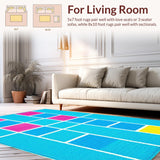 Ultra Soft Area Rug, Non Slip, Stain Resistant, Washable Area Rugs for Living Room, Bedroom, Dynamic Cheerful Learning Environment(Blue)