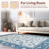 Ultra Soft Area Rug, Non Slip, Stain Resistant, Washable Area Rugs for Living Room, Bedroom, Sophisticated Transitional Floral Scheme(White)
