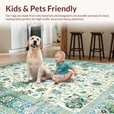 Ultra Soft Area Rug, Non Slip, Stain Resistant, Washable Area Rugs for Living Room, Bedroom, Chic Pastel Floral Medley(Ivory)