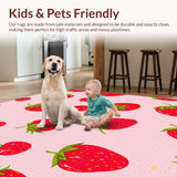 Ultra Soft Area Rug, Non Slip, Stain Resistant, Washable Area Rugs for Living Room, Bedroom, Playful Pink Strawberry Aesthetic(Pink)