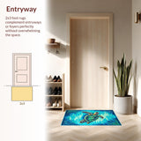 Ultra Soft Area Rug, Non Slip, Stain Resistant, Washable Area Rugs for Living Room, Bedroom, Serene Marine Life Composition(Blue)