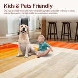 Ultra Soft Area Rug, Non Slip, Stain Resistant, Washable Area Rugs for Living Room, Bedroom, Elegant Earthy Ogee Design(Orange)