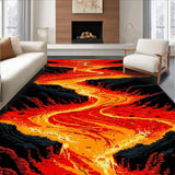 Ultra Soft Area Rug, Non Slip, Stain Resistant, Washable Area Rugs for Living Room, Bedroom, Energetic Volcano Inspired Motif(Red)