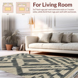 Ultra Soft Area Rug, Non Slip, Stain Resistant, Washable Area Rugs for Living Room, Bedroom, Diamond Grid Neutral Living Room Area Rug(Beige)