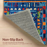 Ultra Soft Area Rug, Non Slip, Stain Resistant, Washable Area Rugs for Living Room, Bedroom, Eclectic Colorful Geometric Arrangement(Blue)
