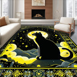 Whimsical Celestial Cat Illustration(Black)
