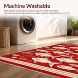 Ultra Soft Area Rug, Non Slip, Stain Resistant, Washable Area Rugs for Living Room, Bedroom, Rustic Nautical Charm Pattern(Red)