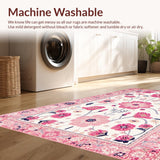 Ultra Soft Area Rug, Non Slip, Stain Resistant, Washable Area Rugs for Living Room, Bedroom, Elegant Light Blush Tiled Design(White)