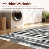 Ultra Soft Area Rug, Non Slip, Stain Resistant, Washable Area Rugs for Living Room, Bedroom, Contemporary Black and White Striped Outdoor Area Rug(Gray)