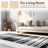 Ultra Soft Area Rug, Non Slip, Stain Resistant, Washable Area Rugs for Living Room, Bedroom, Bold Black White Floor Decor(Black)