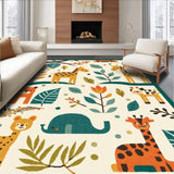 Ultra Soft Area Rug, Non Slip, Stain Resistant, Washable Area Rugs for Living Room, Bedroom, Vibrant Animal Motif Aesthetic(Ivory)