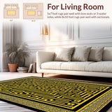 Ultra Soft Area Rug, Non Slip, Stain Resistant, Washable Area Rugs for Living Room, Bedroom, Greek Key Shower Curtain Modern Home Decor(Black)