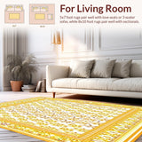 Ultra Soft Area Rug, Non Slip, Stain Resistant, Washable Area Rugs for Living Room, Bedroom, Vintage with Mustard and Brown Gradient(Gold)