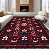Ultra Soft Area Rug, Non Slip, Stain Resistant, Washable Area Rugs for Living Room, Bedroom, Red Blue Pentagram Kitchen Absorbent Mat(Red)