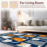 Ultra Soft Area Rug, Non Slip, Stain Resistant, Washable Area Rugs for Living Room, Bedroom, Vivid Cartoon Animal Print(Blue)