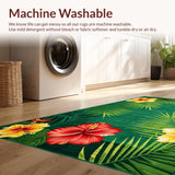 Ultra Soft Area Rug, Non Slip, Stain Resistant, Washable Area Rugs for Living Room, Bedroom, Abstract Rustic Botanical Illustration(Green)