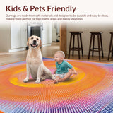 Ultra Soft Area Rug, Non Slip, Stain Resistant, Washable Area Rugs for Living Room, Bedroom, Dynamic Colorful Geometric Fusion(Orange)