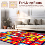 Ultra Soft Area Rug, Non Slip, Stain Resistant, Washable Area Rugs for Living Room, Bedroom, Dynamic Rainbow Animal Illustrations(Red)