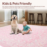 Ultra Soft Area Rug, Non Slip, Stain Resistant, Washable Area Rugs for Living Room, Bedroom, Playful Soft Pink Decorative Theme(Pink)