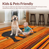 Ultra Soft Area Rug, Non Slip, Stain Resistant, Washable Area Rugs for Living Room, Bedroom, Artistic Ethnic Elephant Representation(Orange)
