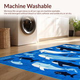 Ultra Soft Area Rug, Non Slip, Stain Resistant, Washable Area Rugs for Living Room, Bedroom, Whimsical Oceanic Themed Decor(Blue)