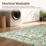 Ultra Soft Area Rug, Non Slip, Stain Resistant, Washable Area Rugs for Living Room, Bedroom, Elegant Pastel Floral Motif(Blue)