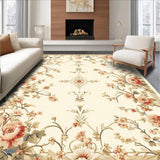 Ultra Soft Area Rug, Non Slip, Stain Resistant, Washable Area Rugs for Living Room, Bedroom, Floral Patterned Area Ivory Beige(Ivory)
