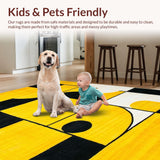 Ultra Soft Area Rug, Non Slip, Stain Resistant, Washable Area Rugs for Living Room, Bedroom, Contemporary Yellow Geometric Fusion(Yellow)