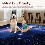 Ultra Soft Area Rug, Non Slip, Stain Resistant, Washable Area Rugs for Living Room, Bedroom, Striking Planetary Celestial Motif(Blue)