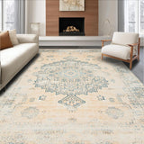Beige Distressed Geometric Medallion(Beige)
