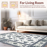 Ultra Soft Area Rug, Non Slip, Stain Resistant, Washable Area Rugs for Living Room, Bedroom, Timeless Neutral Textured Design(White)