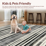 Ultra Soft Area Rug, Non Slip, Stain Resistant, Washable Area Rugs for Living Room, Bedroom, Modern Farmhouse Black and White Stripe Low Pile Floor Mat Rug(Black)