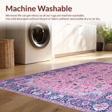 Ultra Soft Area Rug, Non Slip, Stain Resistant, Washable Area Rugs for Living Room, Bedroom, Coastal Oceanic Color Harmony(Pink)