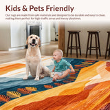 Ultra Soft Area Rug, Non Slip, Stain Resistant, Washable Area Rugs for Living Room, Bedroom, Chic Minimalist Terrain Design(Orange)