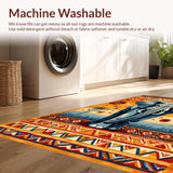 Ultra Soft Area Rug, Non Slip, Stain Resistant, Washable Area Rugs for Living Room, Bedroom, Stylish Tribal Patterned Accent(Orange)