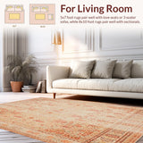 Ultra Soft Area Rug, Non Slip, Stain Resistant, Washable Area Rugs for Living Room, Bedroom, Beige Rustic Kitchen(Orange)