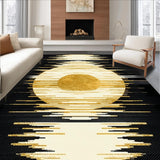 Ultra Soft Area Rug, Non Slip, Stain Resistant, Washable Area Rugs for Living Room, Bedroom, Chic Soft Curved Sun Patterns(Gold)