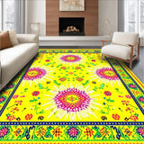 Ultra Soft Area Rug, Non Slip, Stain Resistant, Washable Area Rugs for Living Room, Bedroom, Bright Cheerful Radiant Composition(Yellow)