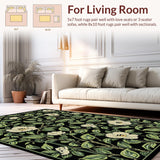 Ultra Soft Area Rug, Non Slip, Stain Resistant, Washable Area Rugs for Living Room, Bedroom, Bold Modern Floral Arrangement(Black)