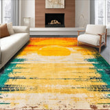 Ultra Soft Area Rug, Non Slip, Stain Resistant, Washable Area Rugs for Living Room, Bedroom, Elegant Earthy Tones Design(Orange)